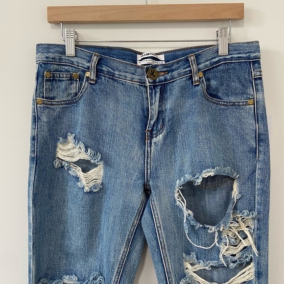One X One Teaspoon NWT Blue Awesome Baggies Distressed StraightLeg Jeans Size 28 - Picture 2 of 9